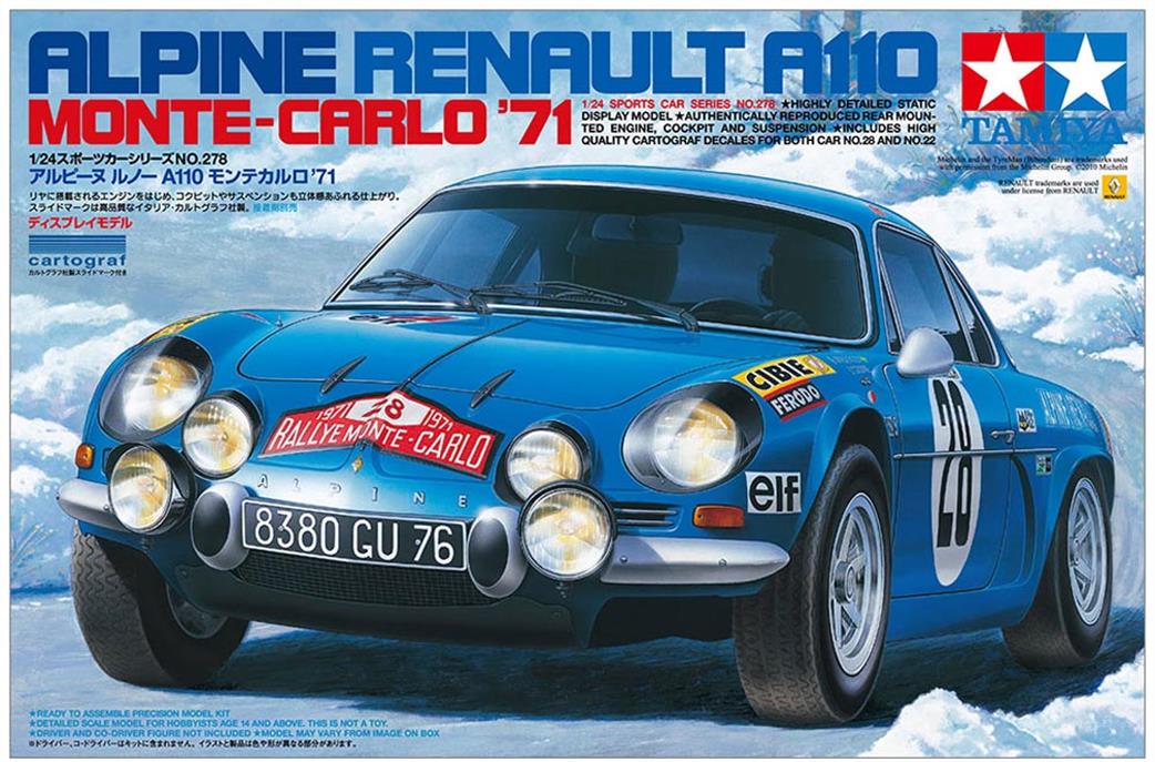 Tamiya 1/24 24278 Alpine A110 Monte-Carlo '71  LTD Plastic Kit