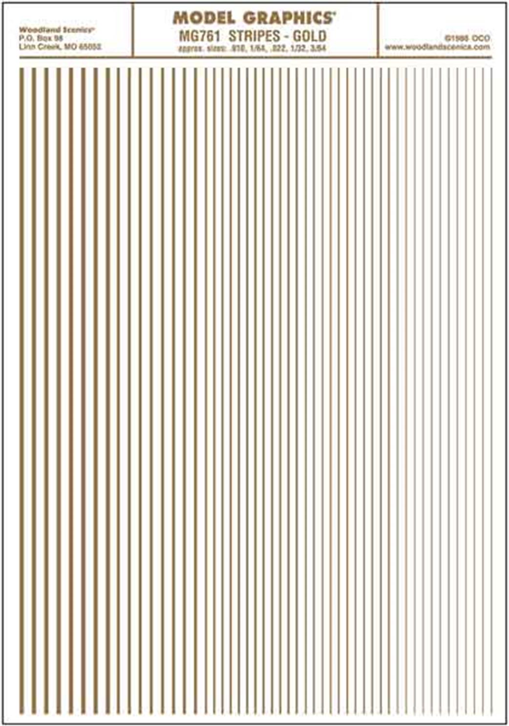 Woodland Scenics  MG761 Dry Transfer Gold Stripes 0.01 1/64 0.022 1/32 5/64