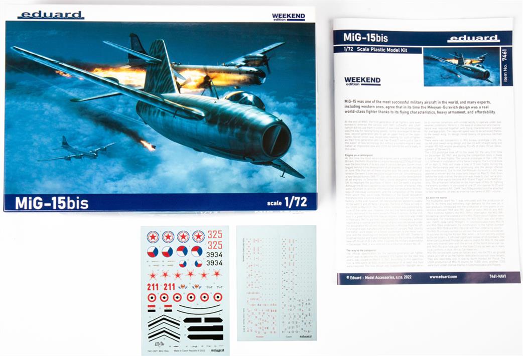 Eduard 7461 Mig 15 Bis Russian Fighter Jet Plastic Kit Weekend Edition 1/72