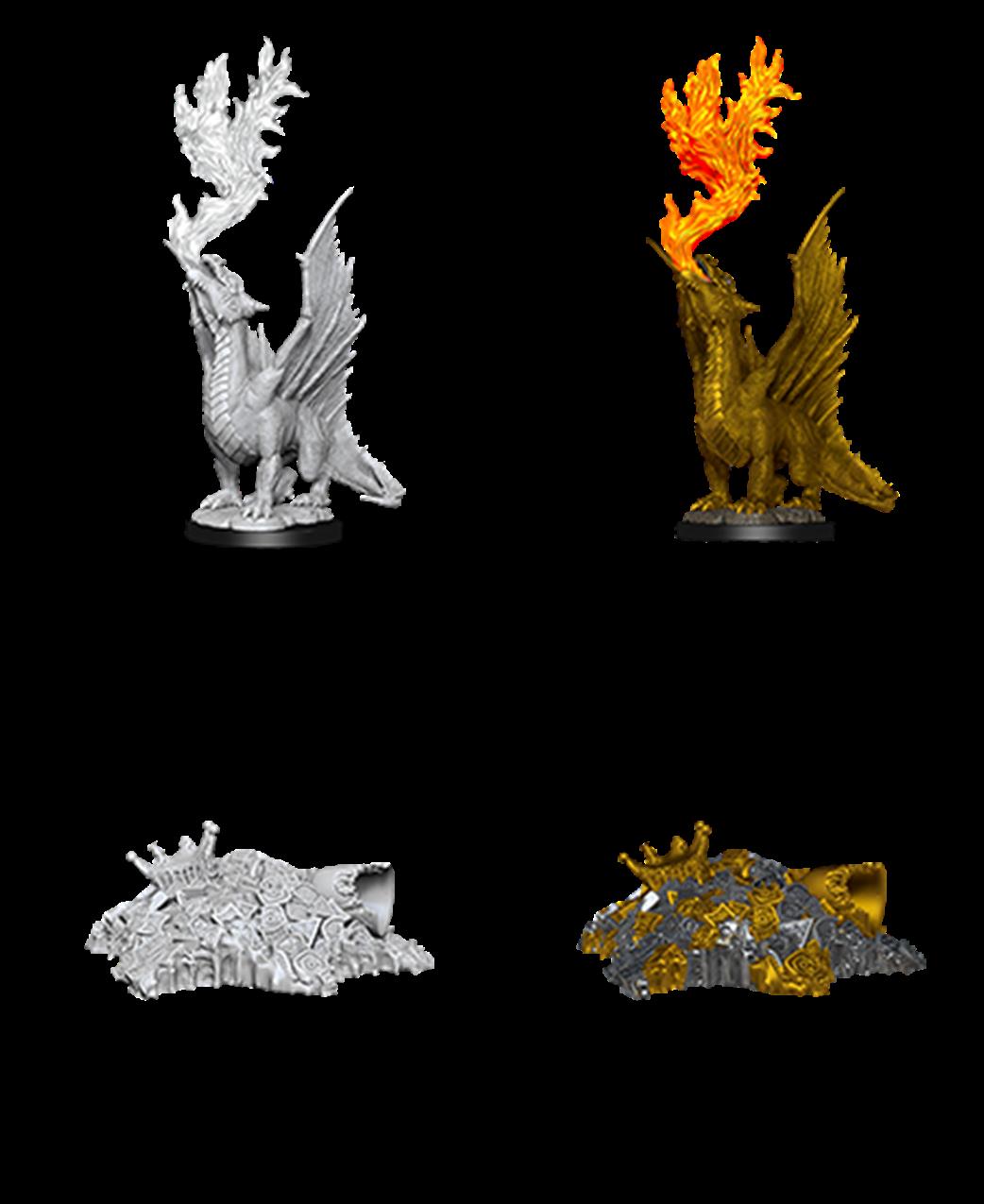 Wizkids  90028 Gold Dragon Wyrmling & Treasure Pile: D&D Nolzur's Marvelous Unpainted Miniatures