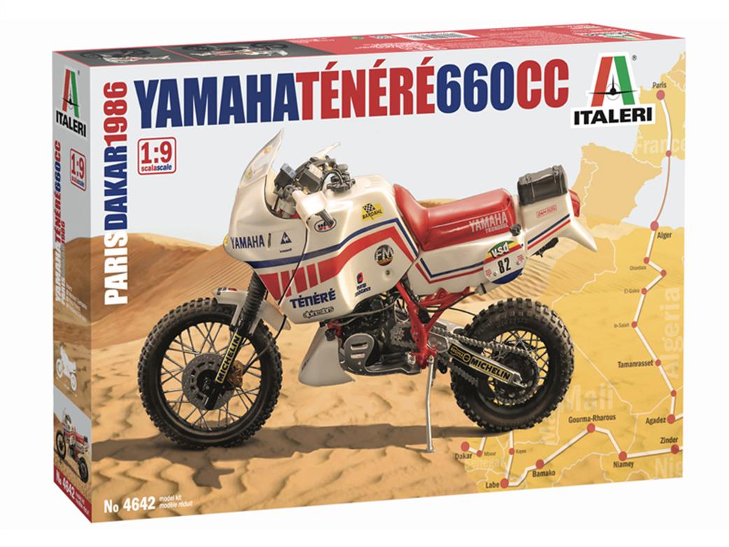 Italeri 1/9 4642 Yamaha Tenere 660cc 1986 Paris - Dakar Version Motorbike Kit