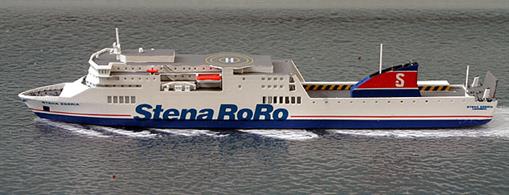 A 1/1250 scale waterline model of Stena Egeria by Rhenania Junior RJ342 SE.