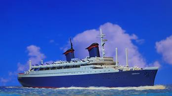 A 1/1250 scale model of the cruise ship America in 1978 by Risawoleska, Ri026e.