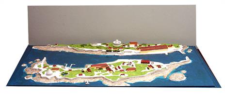 A 1/1250 scale model of the harbour of Christianso in the Ertholmene Archipelago off Bornholm in the Baltic by Coastlines Models CL-HM-A11S. This resin model includes a sea base on which a collection of small ships can be displayed, see photograph.