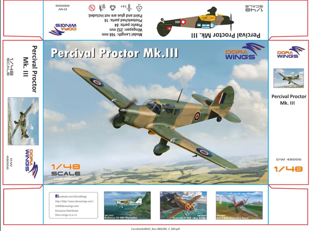 Dora Wings 1/48 48006 Percival Proctor Mk.111 RAF Trainer Plastic Kit