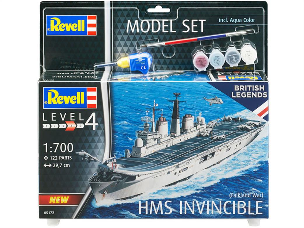Revell 1/700 65172 HMS Invincible Falklands War Plastic Kit starter set