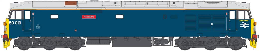 Heljan O Gauge 4033 BR English Electric Class 50 Locomotive 50019 Ramillies BR Departmental Laira Blue Weathered