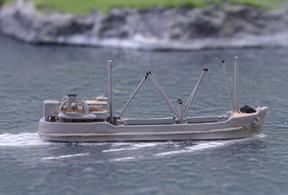 A 1/1250 scale waterline model of the coaster Glamis in 1944 when delivering fuel to France &amp; Belgium from D-Day until the end of WW2. This model has been produced as a result of co-operation between Rhenania Junior, Solent Models and Coastlines models during the Covid 19 lockdown.