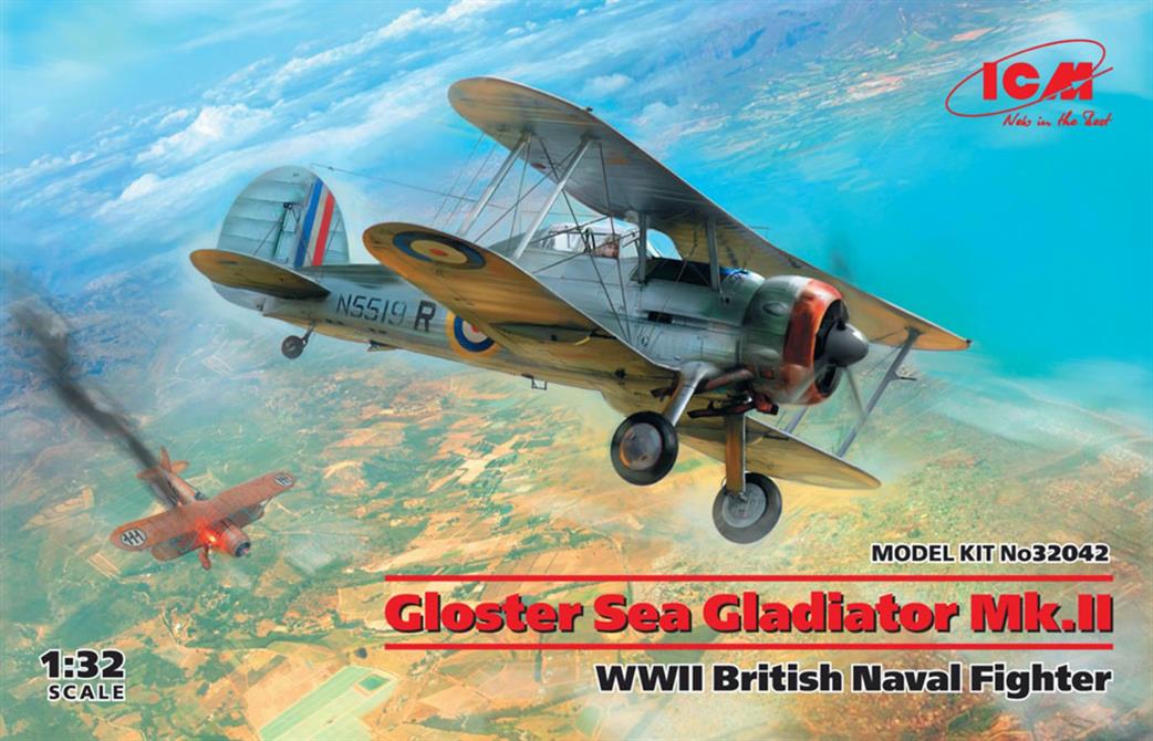 ICM 32042 Gloster Sea Gladiator Mk11 WWII British Naval Fighter Plastic Kit 1/32