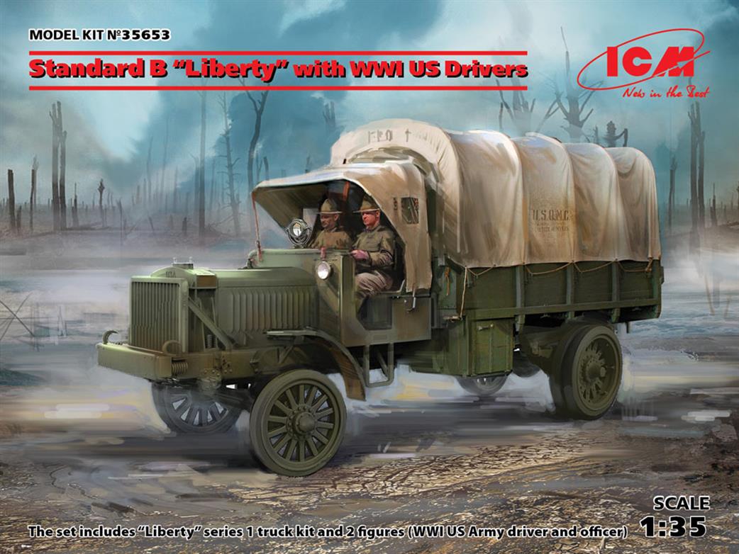 ICM 1/35 35653 Standard B Liberty Truck With WW1 US Drivers Plastic Kit