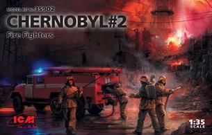 Chernobyl Firefighters Set 2 With Truck and 4 Figures with a base