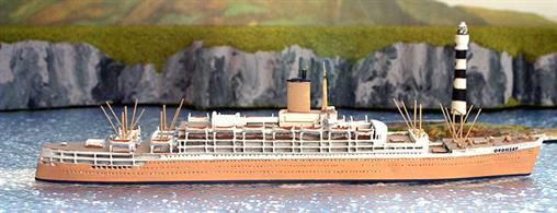 The Orient Steam Navigation Co. RMS Oronsay in 1/1250 scale and 1951 colours. The model is fully finished and painted.