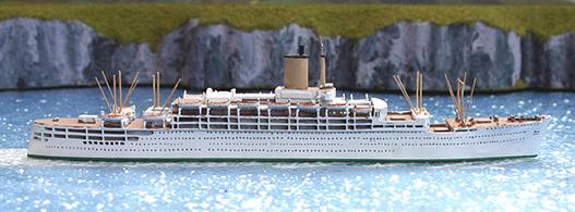 A 1/1250 scale model of Oronsay by Albatros SM number AL291A in all white cruising livery after the P&amp;O take over of Orient Line.