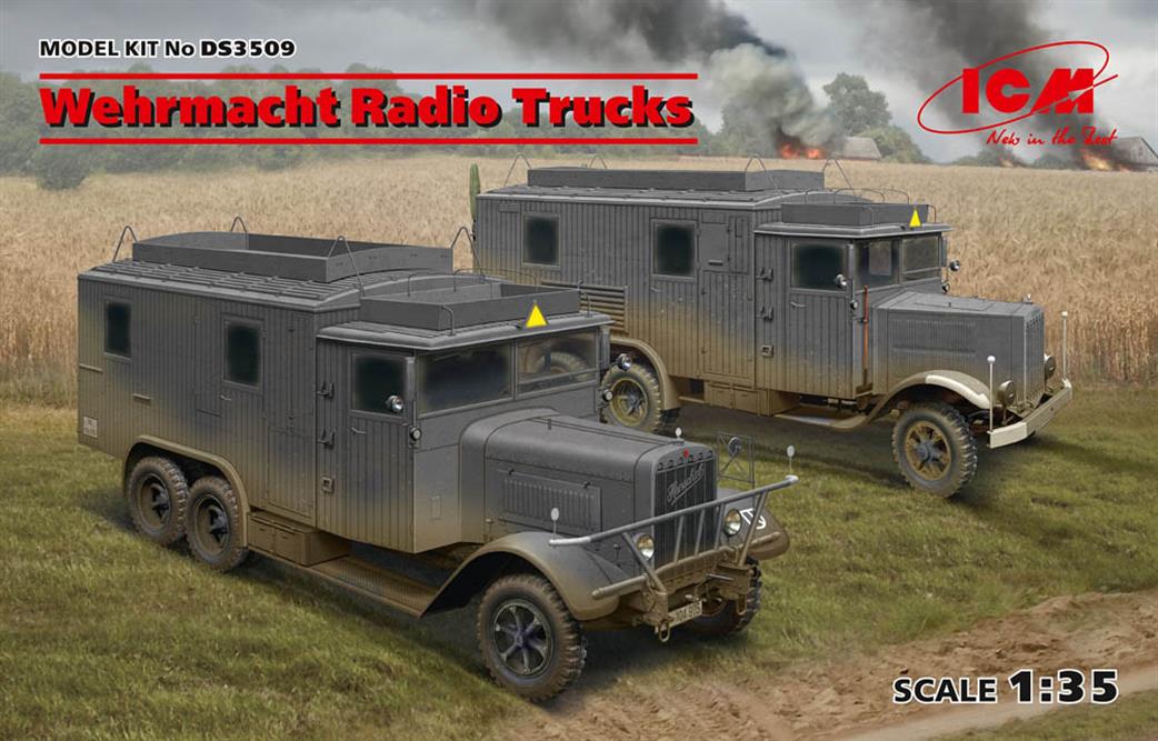 ICM 1/35 DS3509 Wehrmacht Radio Trucks Twin Pack Plastic Kits