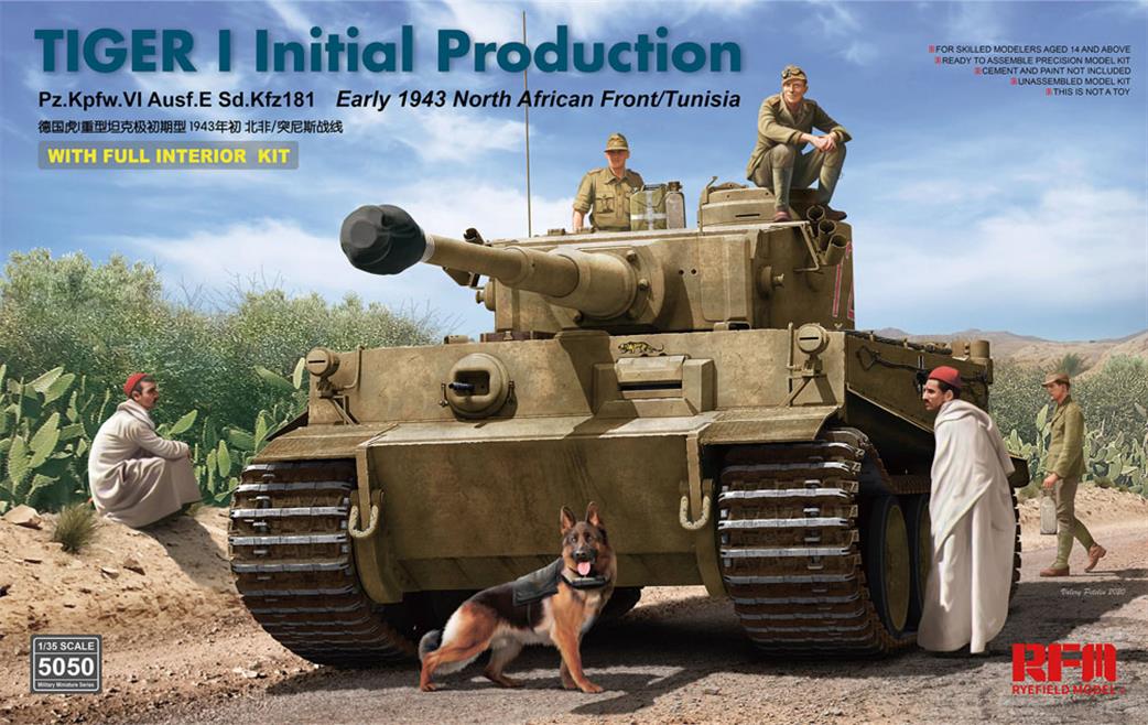 Rye Field Model 1/35 RM5050 German Tiger 1 Initial Production Tank Kit