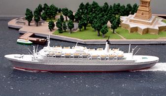 A 1/1250 scale metal waterline model of Rotterdam (V) of Holland America Line from 1959 by CM Miniaturen CM-KR143.