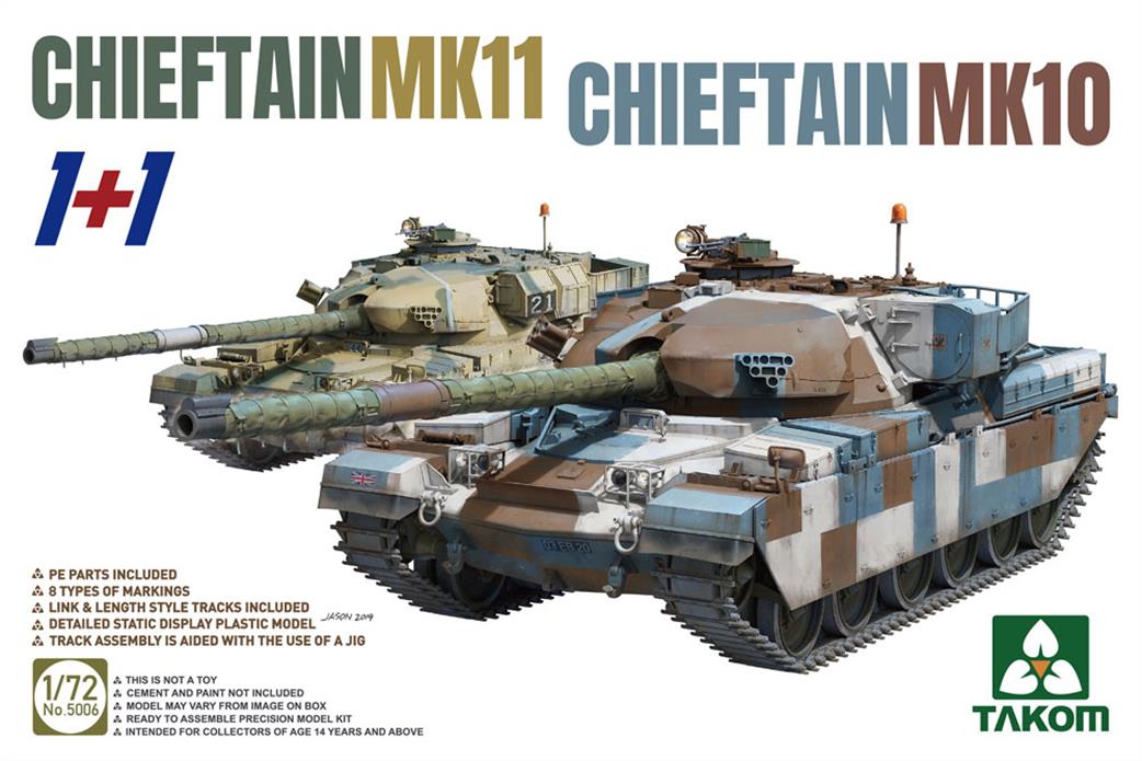 Takom 1/72 05006 Chieftain Mk10/11 British MBT Plastic Kit Twin Pack