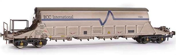 Highly detailed model of the ECC International PBA Clay Tiger covered hopper wagons used for delivery of Cornish china clay to consumers in the UK.Model of wagon number TRL11627 is finished in lightly weathered ECC white livery.