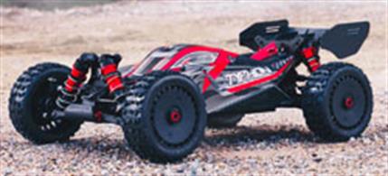 The original, 6S-capable TYPHON™ 4X4 BLX RTR Speed Buggy delivered power, strength, style - and the ability to reach extreme 70+ mph speeds. Now equipped with the high-quality Spektrum™ STX2 radio, it's an even smarter move into 1/8 scale buggy bashing!