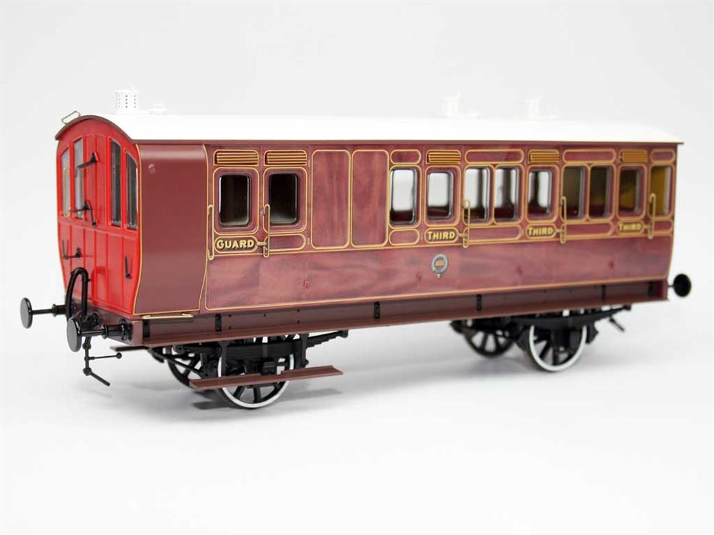 Dapol O Gauge 7P-020-500 LB&SCR Stroudley Brake Third Class Main Line Type 4 Wheel Coach 1031 Varnished Mahogany RTR