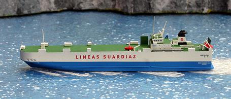 A 1/1250 scale waterline model of the vehicle carrier Gran Canaria Car made by Rhenania Junior with model number RJ310.