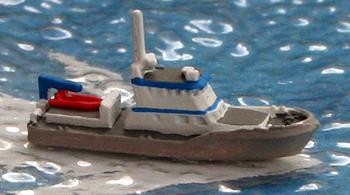 A 1/1250 scale waterline model of fishery protection vessel Narwal by Rhenania Junior RJ349.