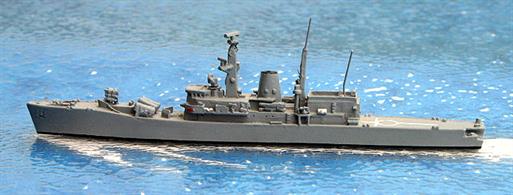 Price to be AdvisedA 1/1250 scale model of HMS Andromeda, a broad beam Leander re-fitted with Exocet &amp; Sea Wolf missiles for defence and long range type 2016 sonar to detect fast submarines in the GIUK gap and a Lynx helicopter to attack the submarines with Sea Skua missiles and ASW torpedoes. The model is made by Albatros SM number Alk84B.