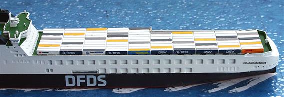 A 1/1250 scale arrangement of lorry trailers to suit the open deck forward of the bridge of Hollandia Seaways, RJ243 for the ship and RJ243 for the trailers, see pictures.