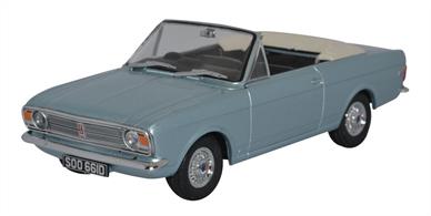 Oxford Diecast 43CCC001B 1/43rd Ford Cortina MkII Crayford Convertible Blue Mink Roof Down