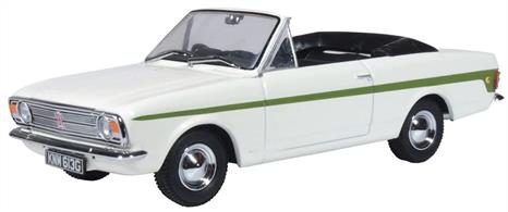 Oxford Diecast 43CCC002 1/43rd Ford Cortina MkII Crayford Convertible Ermine White/Green