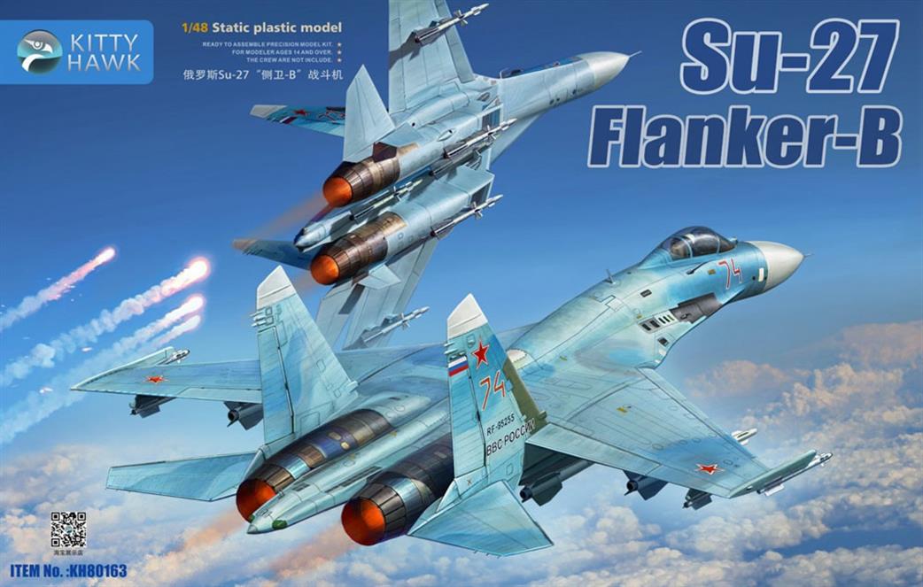 Kitty Hawk 1/48 80163 Su-27 Flanker B Russian Fighter Jet Plastic Kit