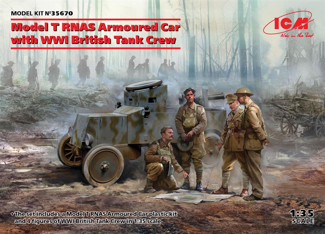 ICM 1/35 35670 Model T RNAS Armoured Car With Tank Crew Plastic kit