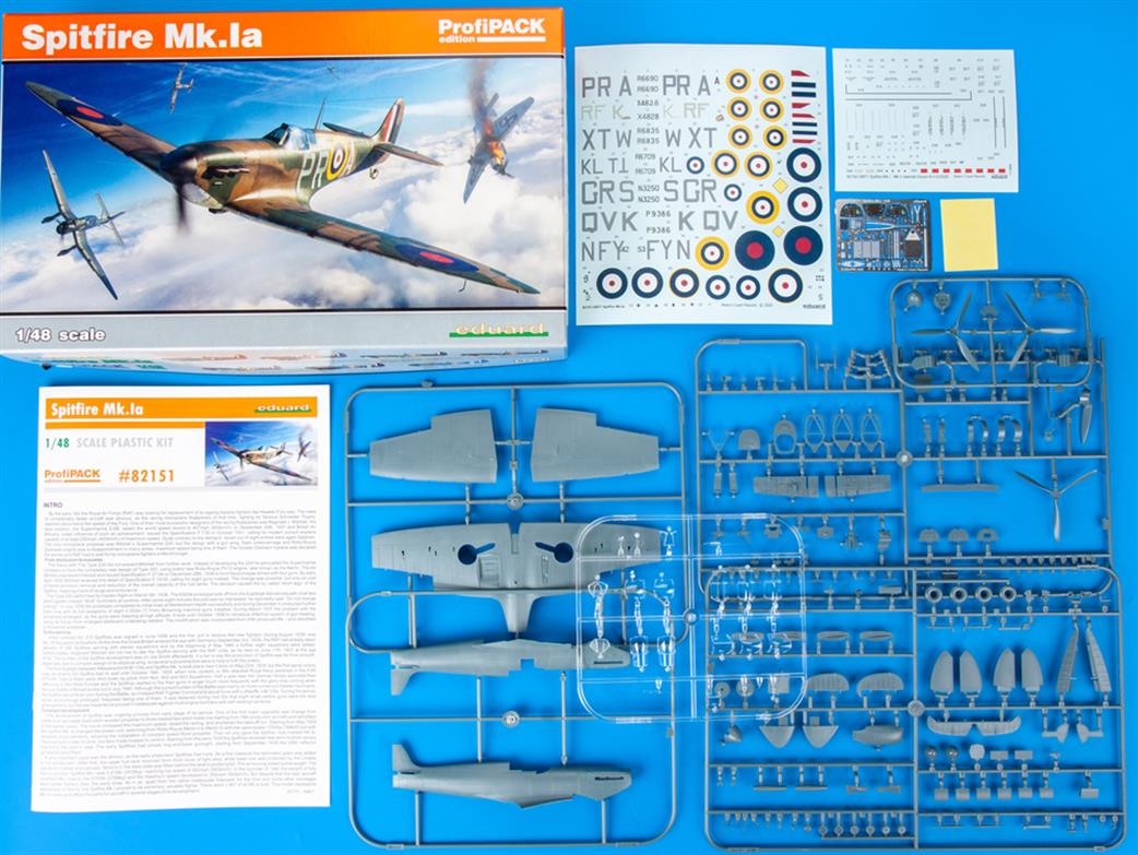 Eduard 1/48 82151 Spitfire Mk1A RAF WW2 Fighter Plastic Kit Profipak