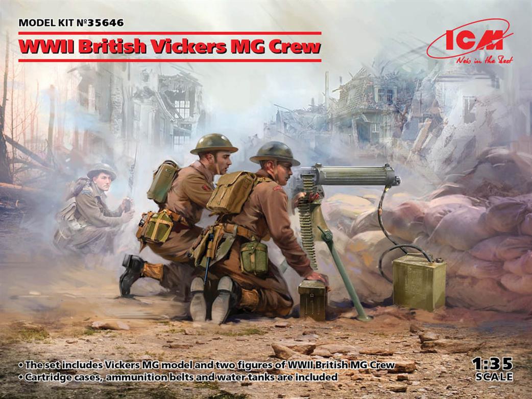 ICM 35646 WW2 British Vickers MG Crew Plastic Kit 1/35