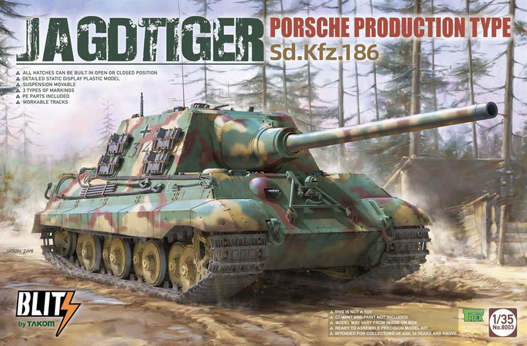 Takom 1/35 08003 Jagdtiger SdKfz186 Porsche Production Turret Plastic Kit