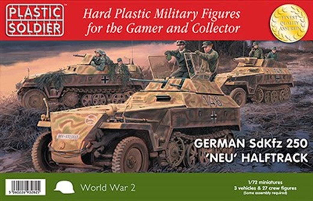 Plastic Soldier WW2V20035 German SdKfz 250 Neu Halftrack 3 Models in the Box 1/72