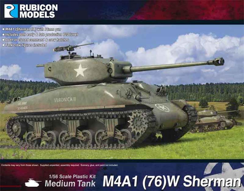 Rubicon Models 1/56 28mm 280087 Allied M4A1(76) Sherman 2A Tank Plastic Model Kit