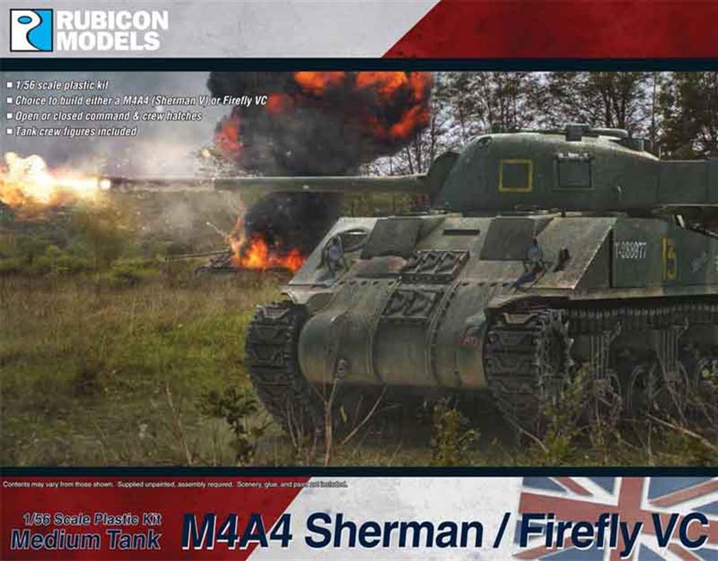 Rubicon Models 1/56 28mm 280088 Allied M4A4 Sherman V or VC Firefly Tank Plastic Model Kit