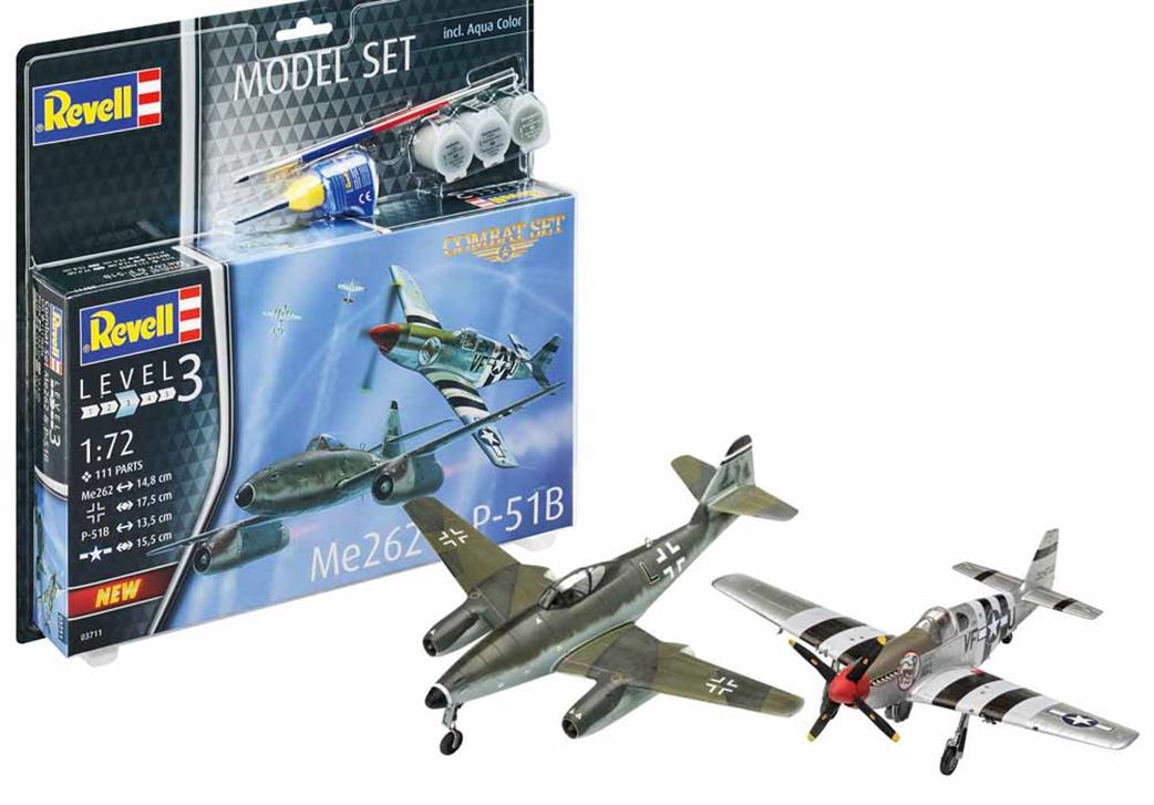 Revell 1/72 63711 Me262 & P-51B Aircraft Kits Combat Starter Set