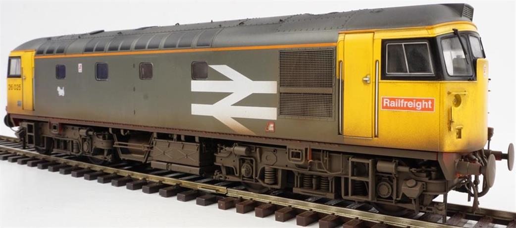 Heljan O Gauge 2683 Class 26 Railfreight Red Stripe 26025 with Orange Cantrail Stripe Eastfield Dog Logo Weathered
