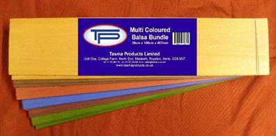 Multi Coloured Balsa Bundle (25mm x 100mm x 457mm)