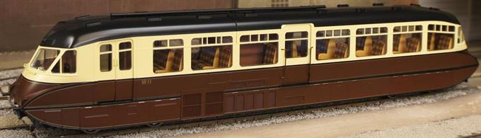 Highly detailed model of the GWR streamlined express railcars from the 1936 batch, numbers 8-17, built by the Gloucester RCW.This model is finished in later, post WW2 GWR chocolate &amp; cream livery with British Railways lettering, as carried in the post-nationalisation period prior to repainting into BR livery.twin cities crests.Decorated Prototype Sample of 7D-011-002 Shown For Illustration Only 