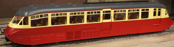 Highly detailed model of the GWR streamlined express railcars from the 1936 batch, numbers 8-17, built by the Gloucester RCW.This model is finished in British Railways crimson &amp; cream livery.Decorated Prototype Sample Shown For Illustration Only 