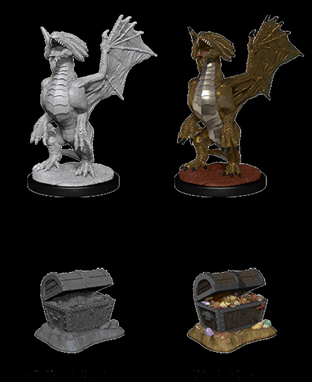 Wizkids  90152 Bronze Dragon Wyrmling & Pile of Sea Found Treasure: D&D Nolzur's Marvelous Unpainted Miniatures