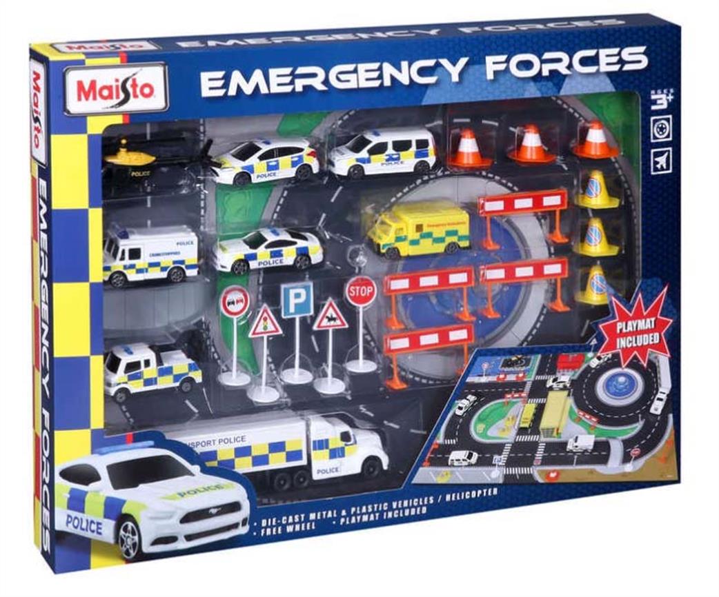 Maisto 1/24 M12151 Fresh Metal Emergency Force Playset including Playmat