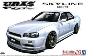 Aoshima 05534 1/24th Nissan Skyline URAS ER34 TYPE-R 2001 Car Kit