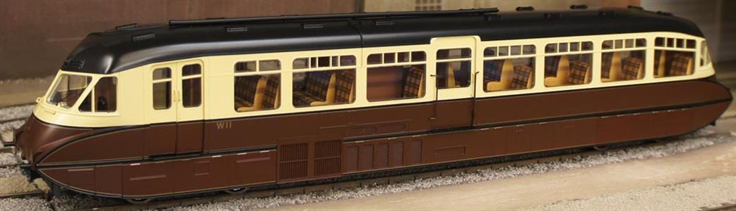 Dapol O Gauge 7D-011-004S BR (W) Streamlined Diesel Railcar W11 Chocolate & Cream DCC & Sound