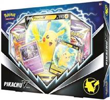 Box contains:4 * Pokémon boosters1 * Foil promo Pikachu V1 * Oversized foil Pikachu V1 * Foil Mimikyu