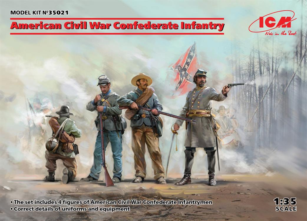 ICM 1/35 35021 American Civil War Confederate Infantry 4 piece figure set