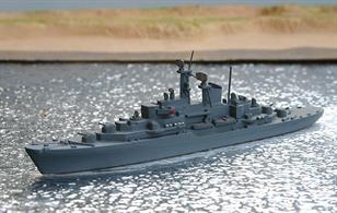 A 1/1250 scale second-hand metal model of the German training ship Deutschland A59 by Hansa S78. The model is in good condition in medium grey overall, see photograph.